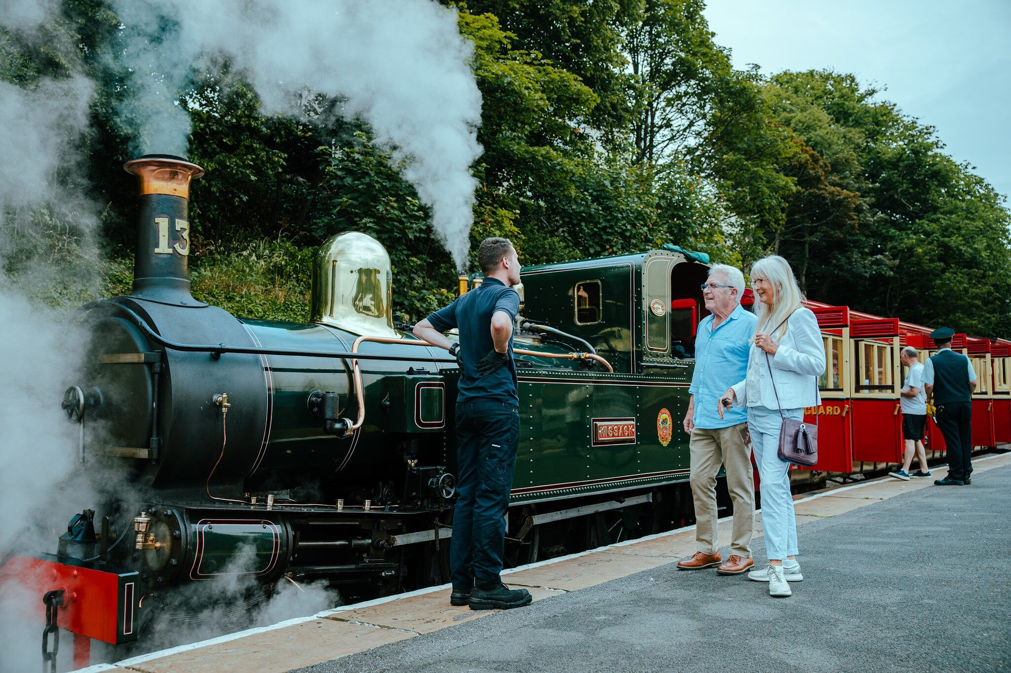 Visitors enjoying the Isle of Man steam railway